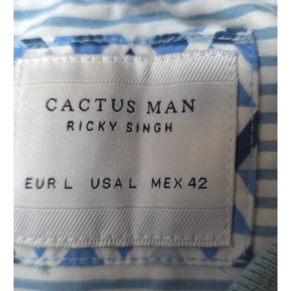 Cactus Man by Ricky Singh Mens Large Blue White Color Block Golf Polo Shirt - Picture 10 of 12